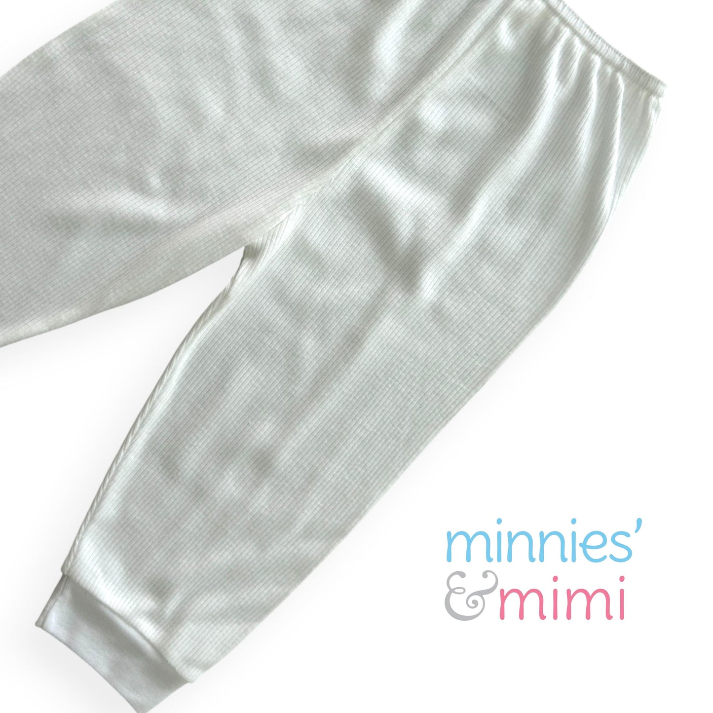 Minnies' & Mimi Cotton Stretchable White Pajama with Cuffs for Toddler 6 Months to 2 Years Old by 3pcs or 1pcs Available in Small Medium and Large