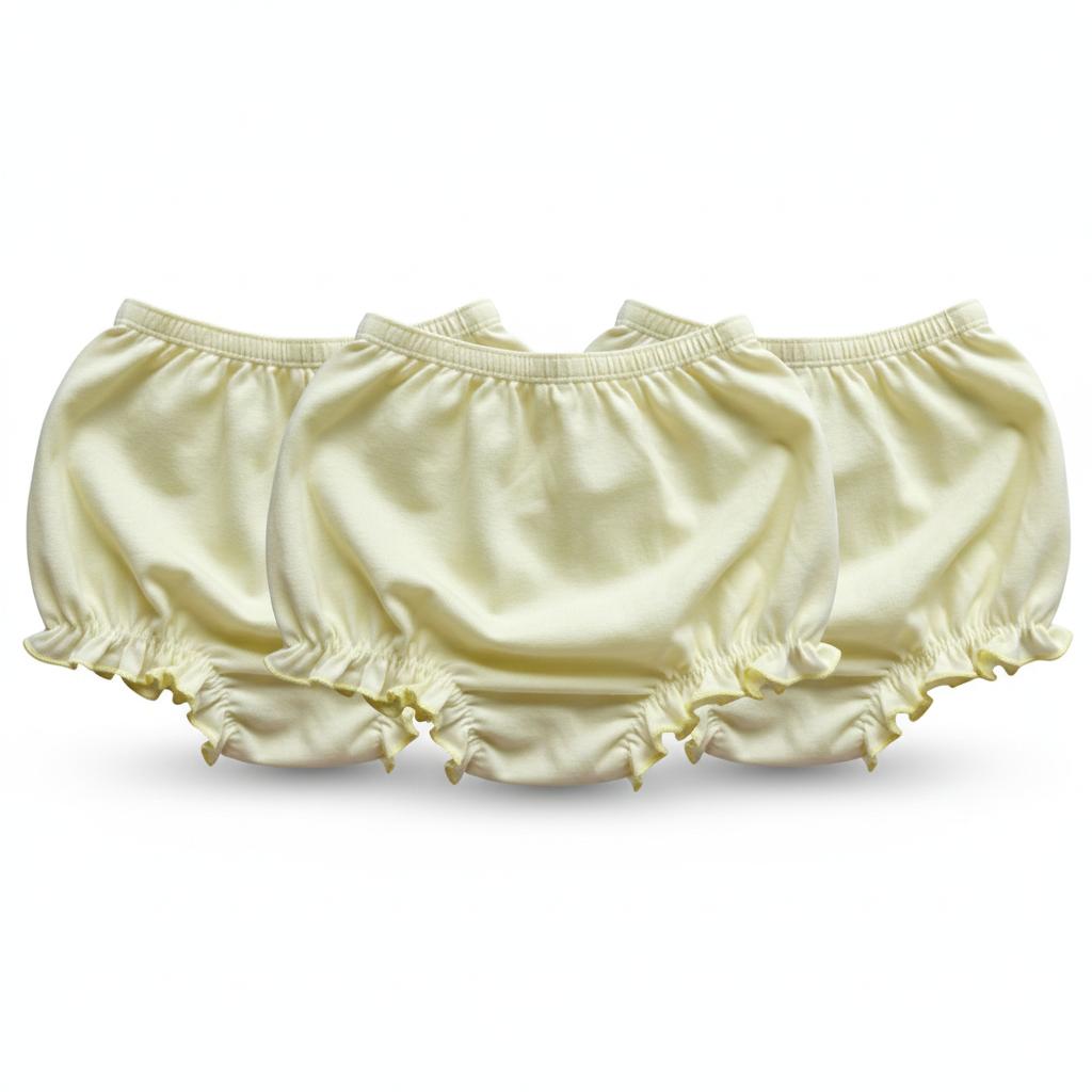 Minnies' & Mimi Lettuce Edge Baby Panty 0-24 Month 3Pcs Available color White Pink, White Yellow and Pink, Yellow Size S M L