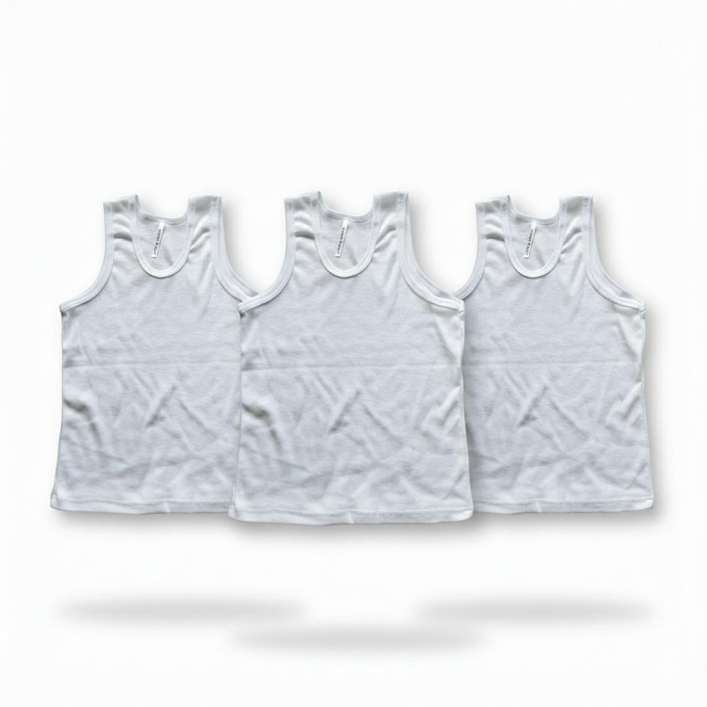 Minnies' & Mimi Stretchable Sando Tank Tops for Boys 1-2Yrs Blue/White Piping Free Size 3pcs per Order