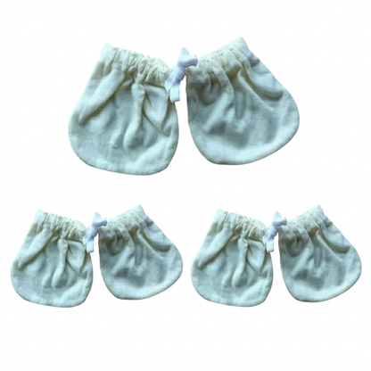 Minnies' & Mimi Cotton Mittens with Color Piping for Newborn Babies for 0-6 Months by 3 Pcs Available in W, WB, WP, WY and MG,P,B,Y,MG