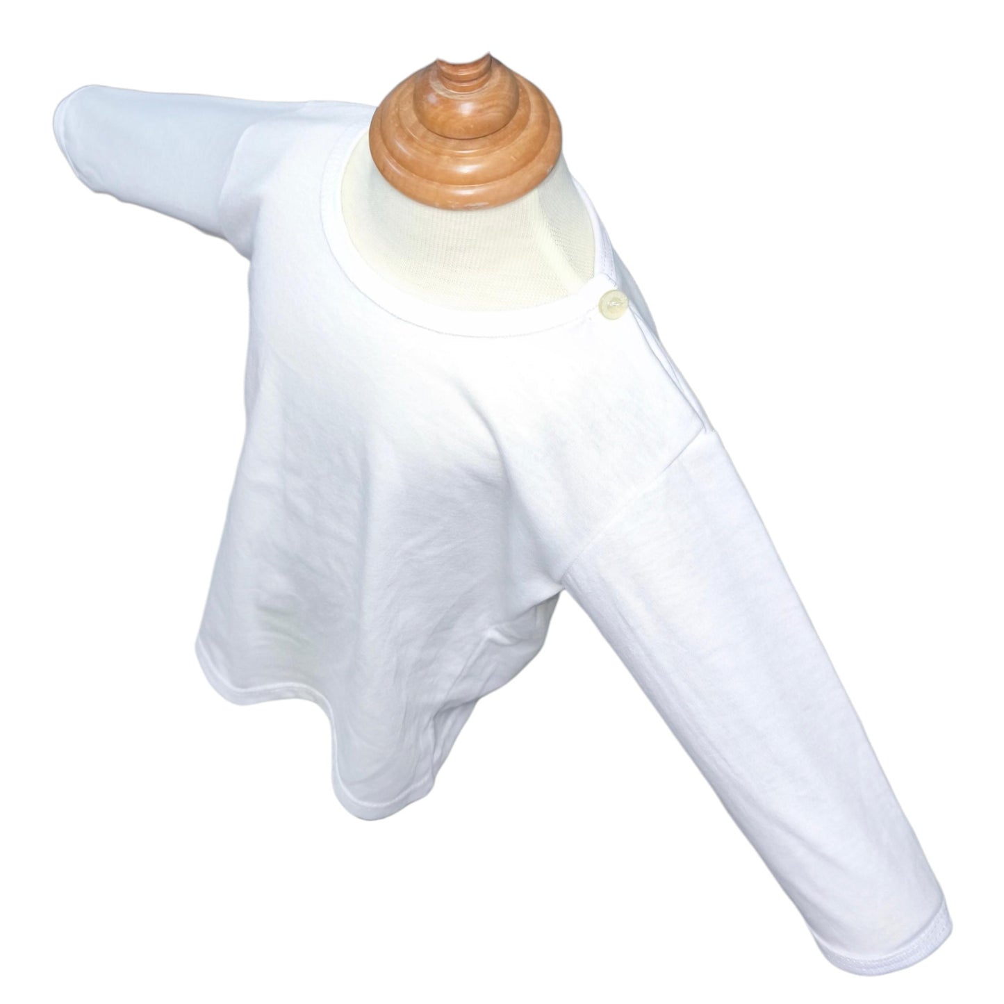 T-Shirt with Button Long Sleeves N-1014 Minnies' & Mimi for Newborn Infant 1pcs Color White Available in Medium and Large