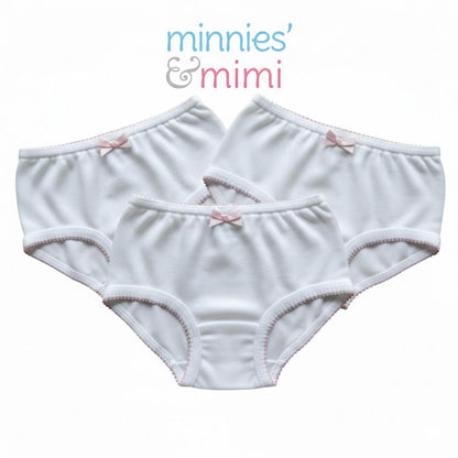 Minnies & Mimi White Panty w/ Single Fagoting Design with the Ribbon for (12M-3Y)Available Size S/M/L 3pcs per order