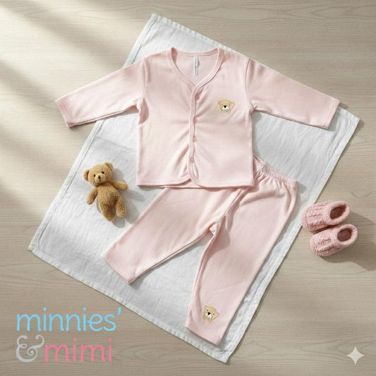 Minnies' & Mimi Cotton Polo w/ Pajama set and Polo PJ set w/ Colored piping for (1yr-2yrs old) Available color P, Y,MG, B and WP WY, WMG,WB Size M/L 1 set