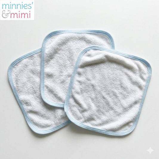 Minnies' & Mimi Cotton Towelette Face Towel for Newborns, Infants, Toddlers (0–6 Months) (6–12 Months)(1–3 Years) Available W,WP,WB 3pcs