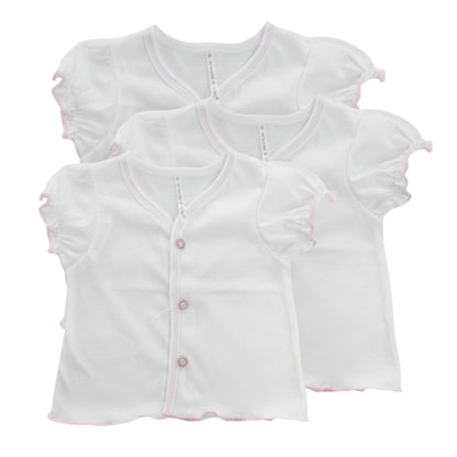 Minnies' & Mimi Front Button Down Short Sleeves for New Born Infant 0-3 Months 3pcs Available in Pink and Yellow Sizes Small Medium and Large