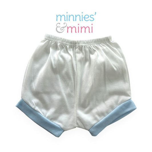 Minnies' & Mimi Cotton Shorts with Cuffs Design for Toddlers 6 Months to 2 Years Available in White, White Blue, White Mint Green, Blue and Mint Green Color Size Small Medium Large