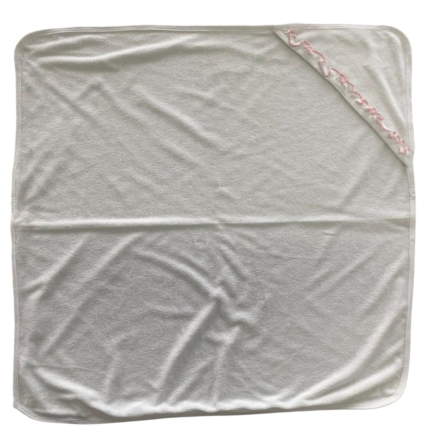 Minnies' & Mimi Bath Towel with Pink Ruffles 27 Inches x 27 Inches for 0-24 Months