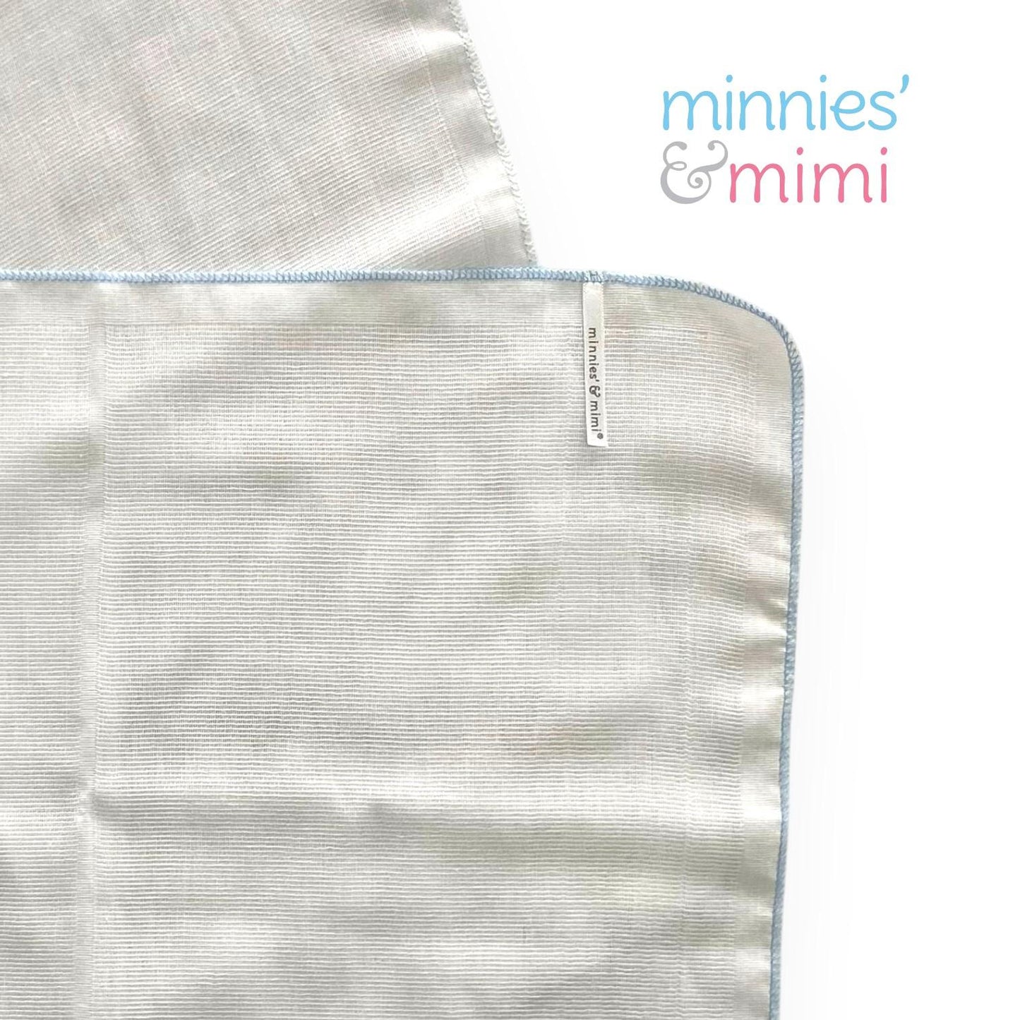Minnies' & Mimi Cotton Gauze Diaper 42 cm Width x 95 cm Length Available in Blue Pink or White Boarder Lining Reusable