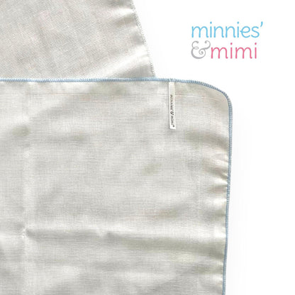 Minnies' & Mimi Cotton Gauze Diaper 42 cm Width x 95 cm Length Available in Blue Pink or White Boarder Lining Reusable