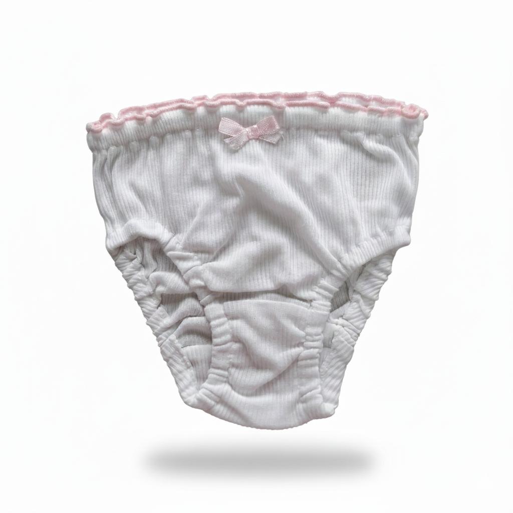 Minnies' & Mimi Stretchable Lettuce Edge Baby Panty 0-24 Month with Ribbon Available in Pink Yellow or Mint Green Size S M L