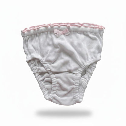 Minnies' & Mimi Stretchable Lettuce Edge Baby Panty 0-24 Month with Ribbon Available in Pink Yellow or Mint Green Size S M L