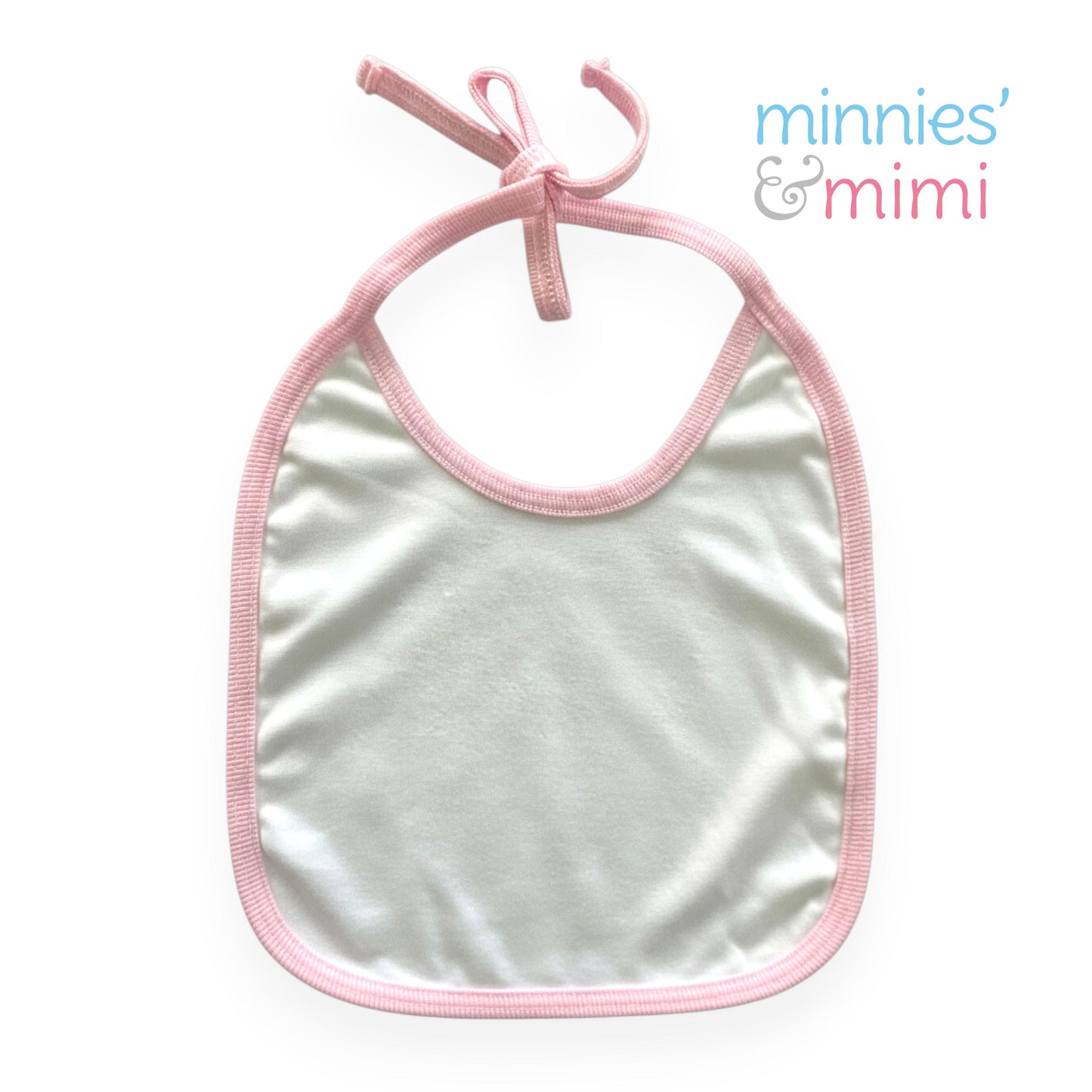 Minnies' & Mimi Cotton Bibs with Colored Piping for Toddlers 6 Months to 2 Years Old Available in Pink White and Blue