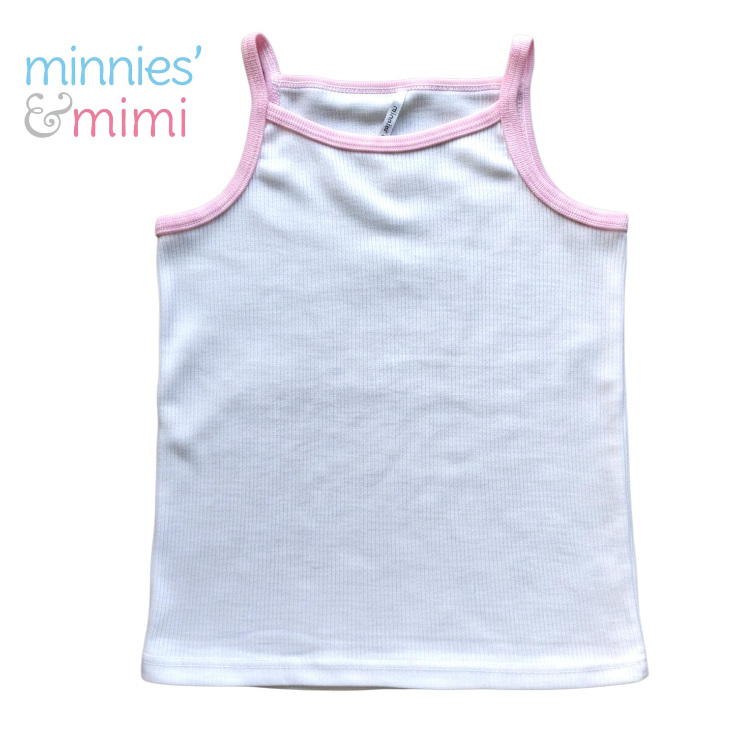Minnies' & Mimi Stretchable Spaghetti Strap Sando for 1-2 Years Old 3Pcs Available in White or White Pink Size L or XL