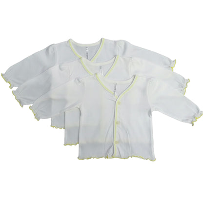 Minnies' & Mimi Front Button Down Long Sleeves with Lettuce Intricacies 3Pcs for New Born Infant 0-3 Months Available in Yellow and Pink Sizes Small Medium Large