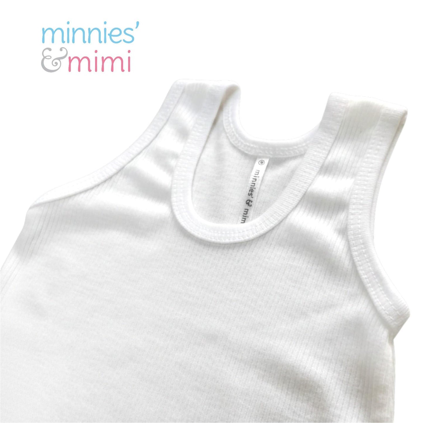 Minnies & Mimi Plain White Stretchability Sando Cotton for 6-24 Months 1Pcs Available Small Medium Large