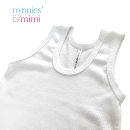 Minnies & Mimi Plain White Stretchability Sando Cotton for 6-24 Months 1Pcs Available Small Medium Large