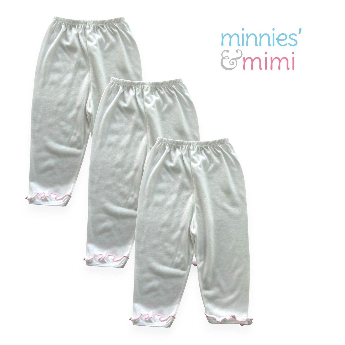 Minnies' & Mimi Cotton Long Pajama with Pink Ruffles for Toddlers 6 Months to 2 Years by 3pcs or 1pc Available in Small Medium Large