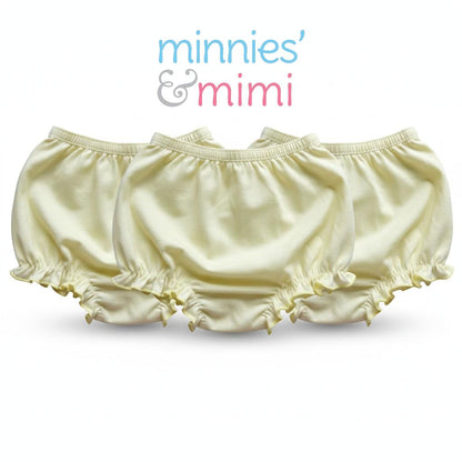 Minnies' & Mimi Lettuce Edge Baby Panty 0-24 Month 3Pcs Available color White Pink, White Yellow and Pink, Yellow Size S M L