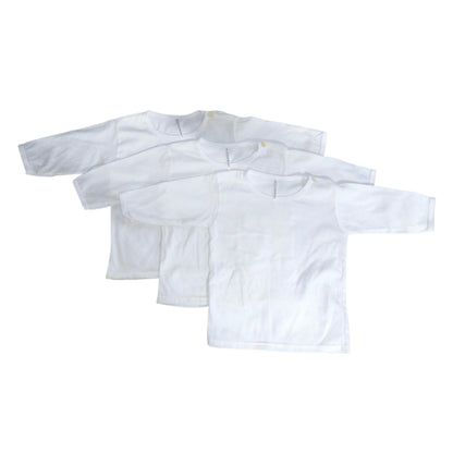 Minnies' & Mimi T-Shirt with Button Long Sleeves for New Born Infant 3pcs Color White Available in Medium and Large