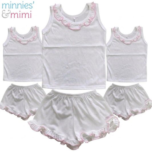 Minnies' & Mimi Cotton Sando/Short Raffles Design 3 SET for (6m-12m old) Available WP Size S,M,L