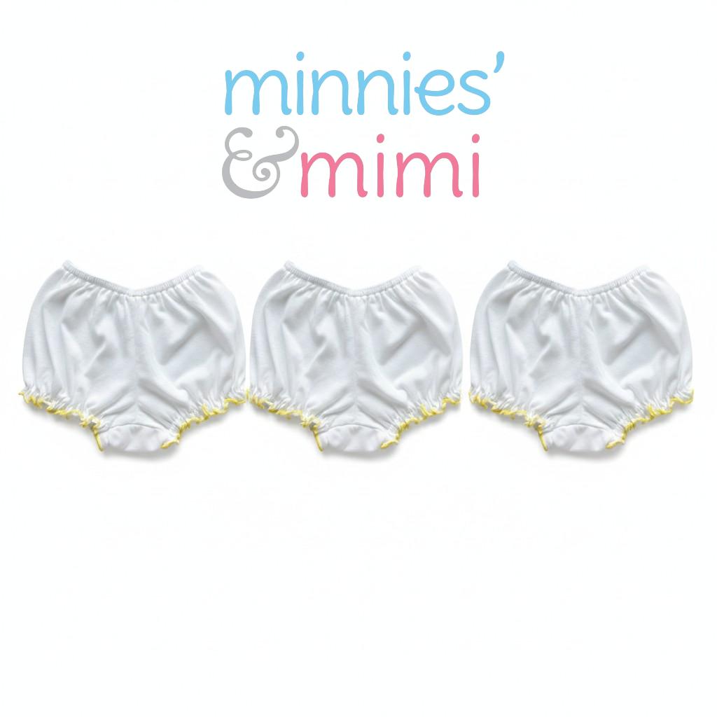 Minnies' & Mimi Lettuce Edge Baby Panty 0-24 Month 3Pcs Available color White Pink, White Yellow and Pink, Yellow Size S M L