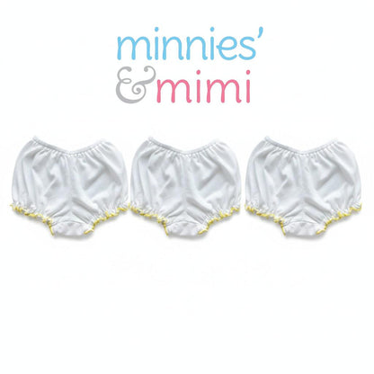 Minnies' & Mimi Lettuce Edge Baby Panty 0-24 Month 3Pcs Available color White Pink, White Yellow and Pink, Yellow Size S M L