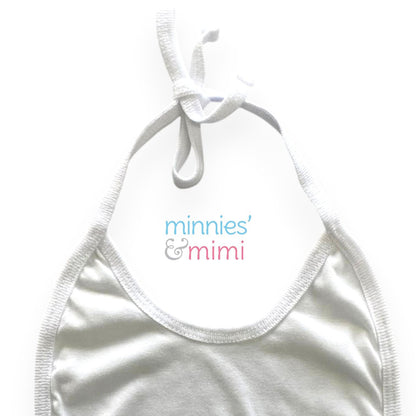 Minnies' & Mimi Cotton Bibs with Colored Piping for Toddlers 6 Months to 2 Years Old Available in Pink White and Blue