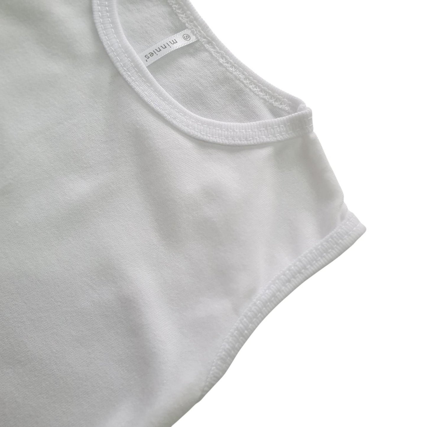 Sleeveless Muscles Shirt T-3000 Small Medium-Large Minnies' & Mimi for Toddler 6 Months to 2 Years Old Breathable Cotton Available in White , Blue and Mint Green