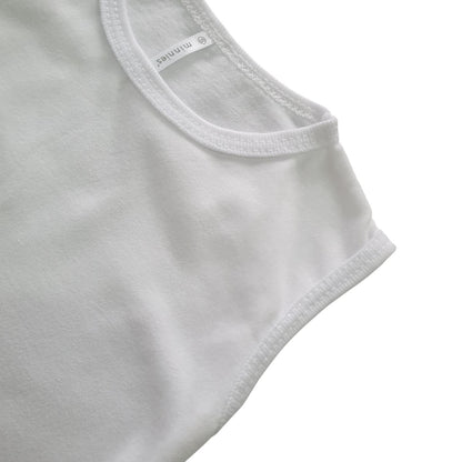 Sleeveless Muscles Shirt T-3000 Small Medium-Large Minnies' & Mimi for Toddler 6 Months to 2 Years Old Breathable Cotton Available in White , Blue and Mint Green