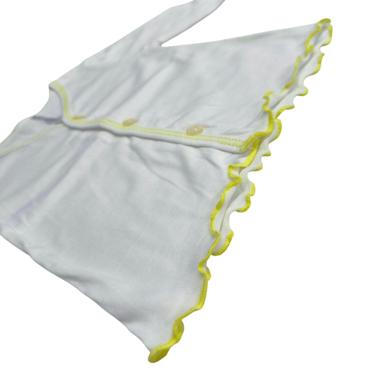 Minnies' & Mimi Front Button Down Long Sleeves with Lettuce Intricacies 1Pcs for New Born Infant 0-3 Months Available in Yellow and Pink Sizes Small Medium Large