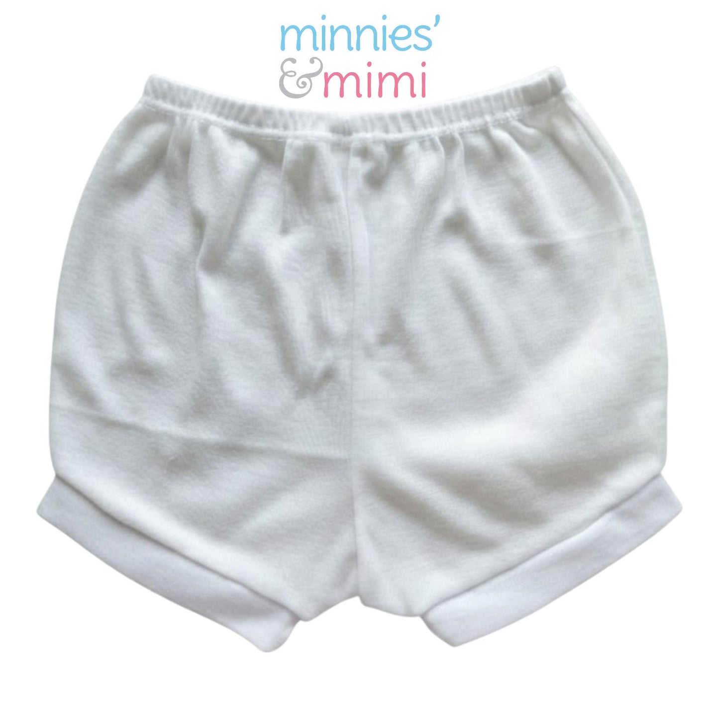 Minnies' & Mimi Stretchable Cotton Shorts with White Cuffs for toddlers 3 months to 24 months (2 years) by 1pcs Available S,M,L