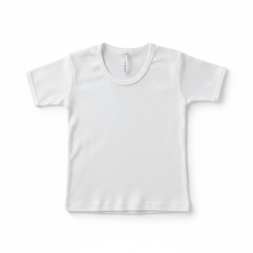 Minnies' & Mimi Ultra-Soft Stretchable White U-Neck T-shirt for Toddlers by 1-5 yrs old 1Pcs (Sizes S-M-L)
