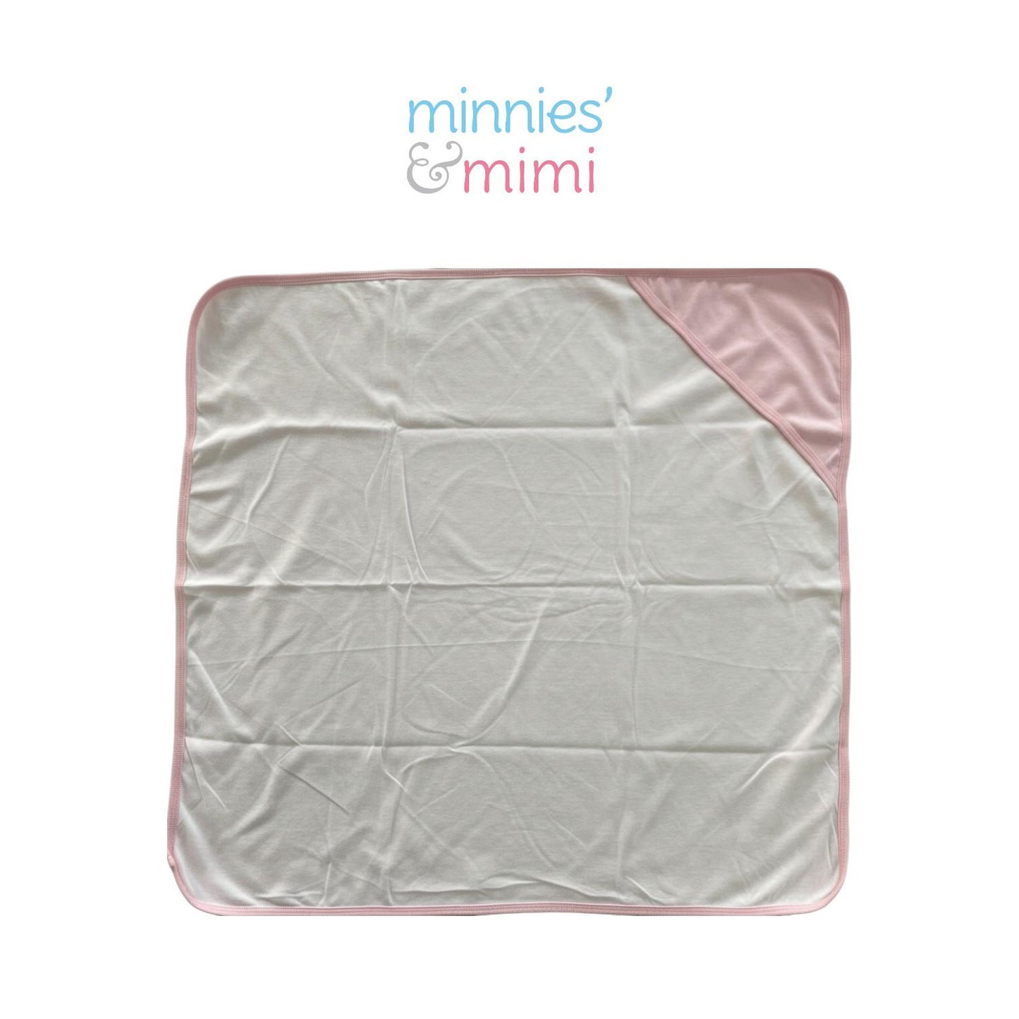 Minnies' & Mimi Cotton Receiving Blanket 27 inches x 27 Inches 68.58cm by 68.58cm for New Born Infant 0-6 Months Available in White, Pink, Blue, Yellow and Mint Green Colors