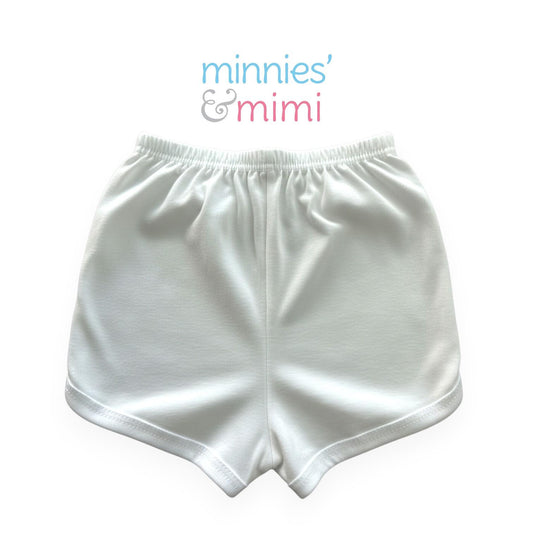 Minnies' & Mimi Cotton Shorts with Colored Piping for Toddler 6 Month to 2 Years Available in White, Pink and Yellow Size Small Medium Large