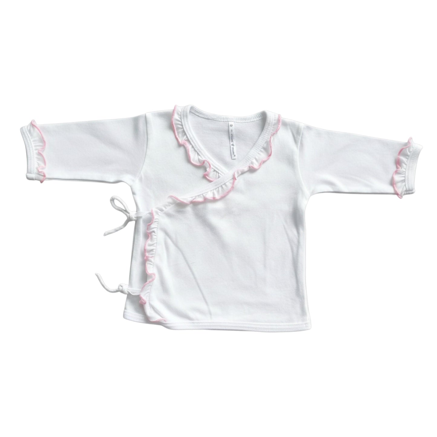 Minnies' & Mimi Tie Side Long Sleeves with Pink Ruffles 1Pc for 0-3 Months New Born Infant Available in Small Medium Large