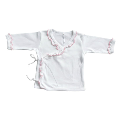 Minnies' & Mimi Tie Side Long Sleeves with Pink Ruffles 1Pc for 0-3 Months New Born Infant Available in Small Medium Large