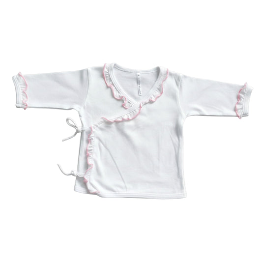 Minnies' & Mimi Tie Side Long Sleeves with Pink Ruffles 1Pc for 0-3 Months New Born Infant Available in Small Medium Large