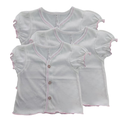 Minnies' & Mimi Front Button Down Short Sleeves for New Born Infant 0-3 Months 3pcs Available in Pink and Yellow Sizes Small Medium and Large