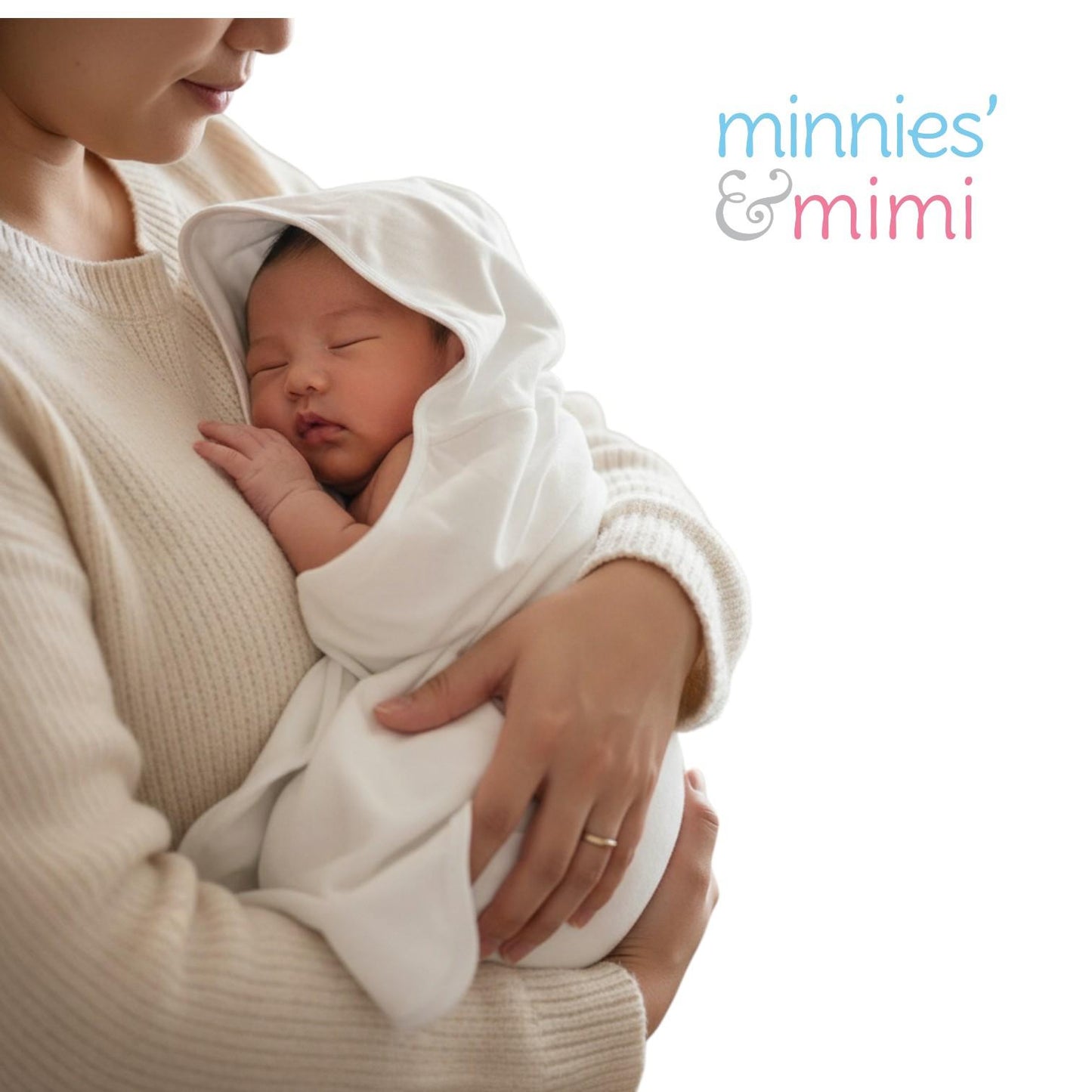 Minnies' & Mimi Cotton Receiving Blanket 27 inches x 27 Inches 68.58cm by 68.58cm for New Born Infant 0-6 Months Available in White, Pink, Blue, Yellow and Mint Green Colors
