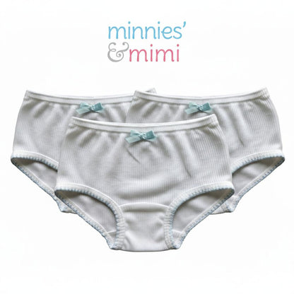 Minnies & Mimi White Stretchable Panty w/ Scallop Design with Ribbon for (12M-3Y) old available Size S/M/L by 3pcs