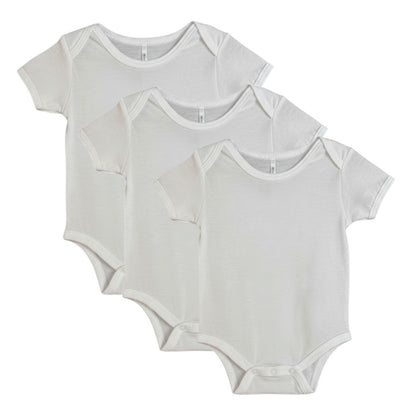 Minnies' & Mimi Romper for New Born Infant 0-3 Months Short Sleeves By Pack of 3s in Pink Blue White with Piping Available in Small Medium Large
