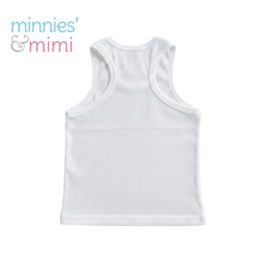 Minnies' & Mimi stretchable Sando Boxer Design White Color for Babies 6 Months to 3 Yrs old by 1 pcs Available in Sizes S M L