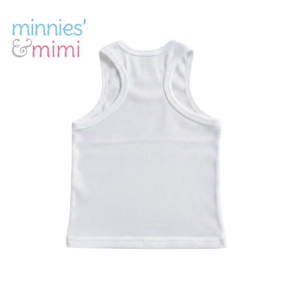 Minnies' & Mimi stretchable Sando Boxer Design White Color for Babies 6 Months to 3 Yrs old by 1 pcs Available in Sizes S M L