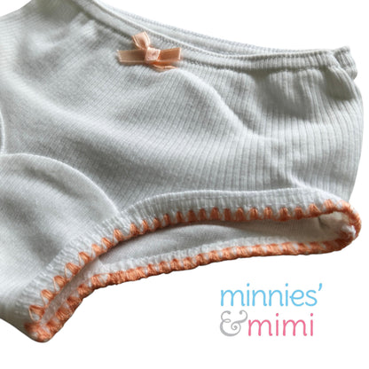 Minnies & Mimi White Stretchable Panty w/ Scallop Design with Ribbon for (12M-3Y) old available Size S/M/L by 1pcs