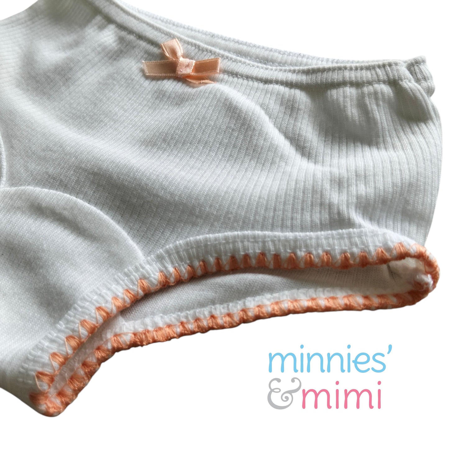 Minnies & Mimi White Stretchable Panty w/ Scallop Design with Ribbon for (12M-3Y) old available Size S/M/L by 3pcs