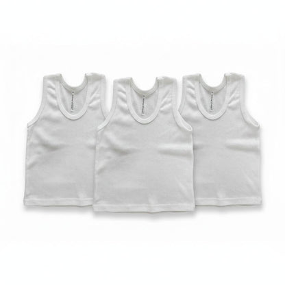 Minnies & Mimi Plain White Stretchability Sando Cotton for 6-24 Months 3Pcs Available Small Medium Large