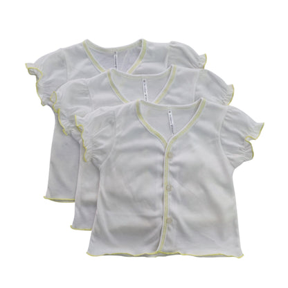 Minnies' & Mimi Front Button Down Short Sleeves for New Born Infant 0-3 Months 3pcs Available in Pink and Yellow Sizes Small Medium and Large