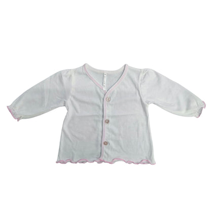 Minnies' & Mimi Front Button Down Long Sleeves with Lettuce Intricacies 1Pcs for New Born Infant 0-3 Months Available in Yellow and Pink Sizes Small Medium Large