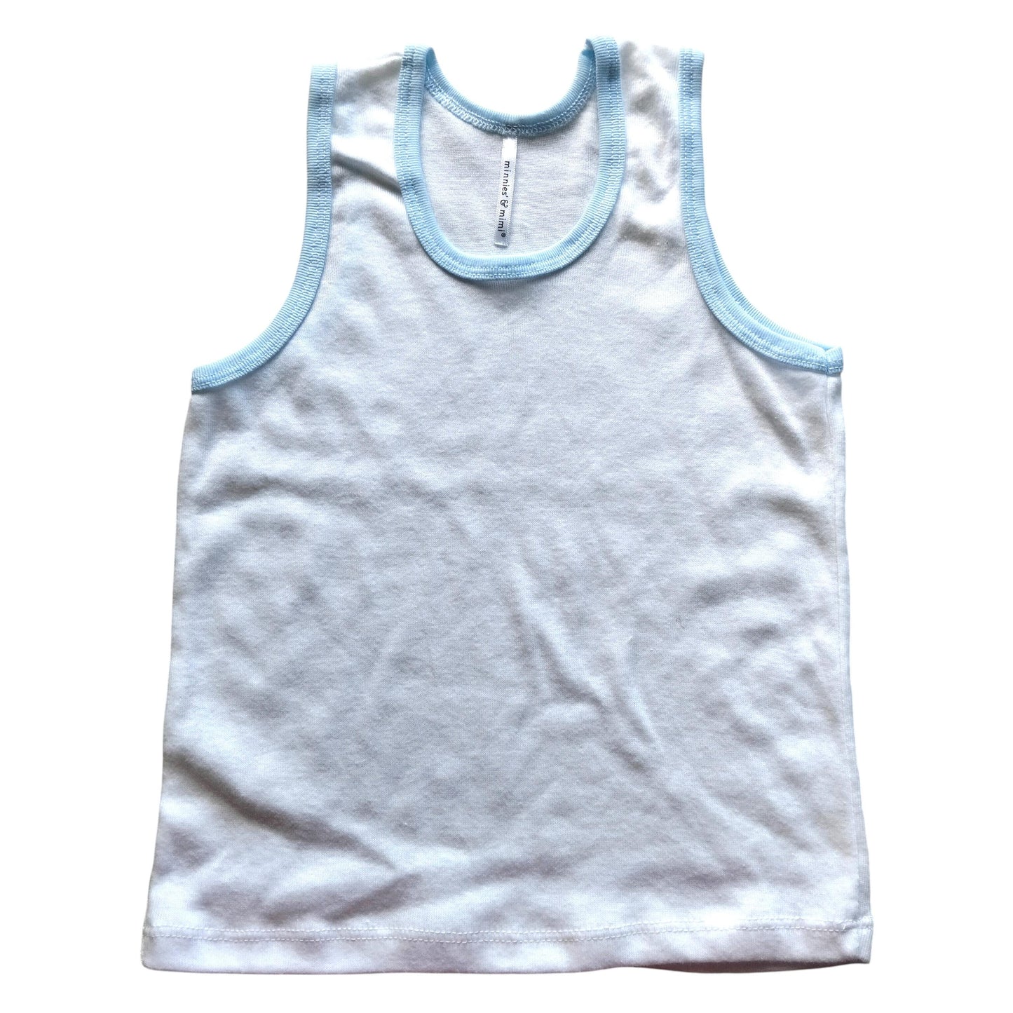 Minnies' & Mimi Stretchable Sando Tank Tops for Boys 1-2Yrs Blue/White Piping Free Size 3pcs per Order