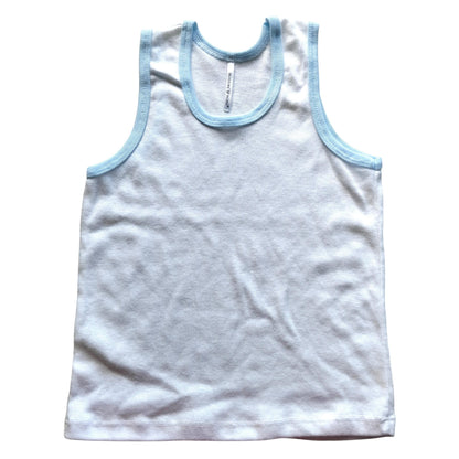Minnies' & Mimi Stretchable Sando Tank Tops for Boys 1-2Yrs Blue/White Piping Free Size 3pcs per Order